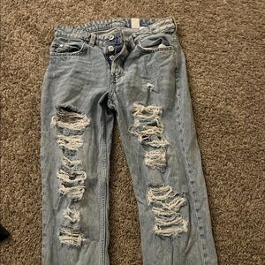 H&M Light Blue Distressed Boyfriend Jeans